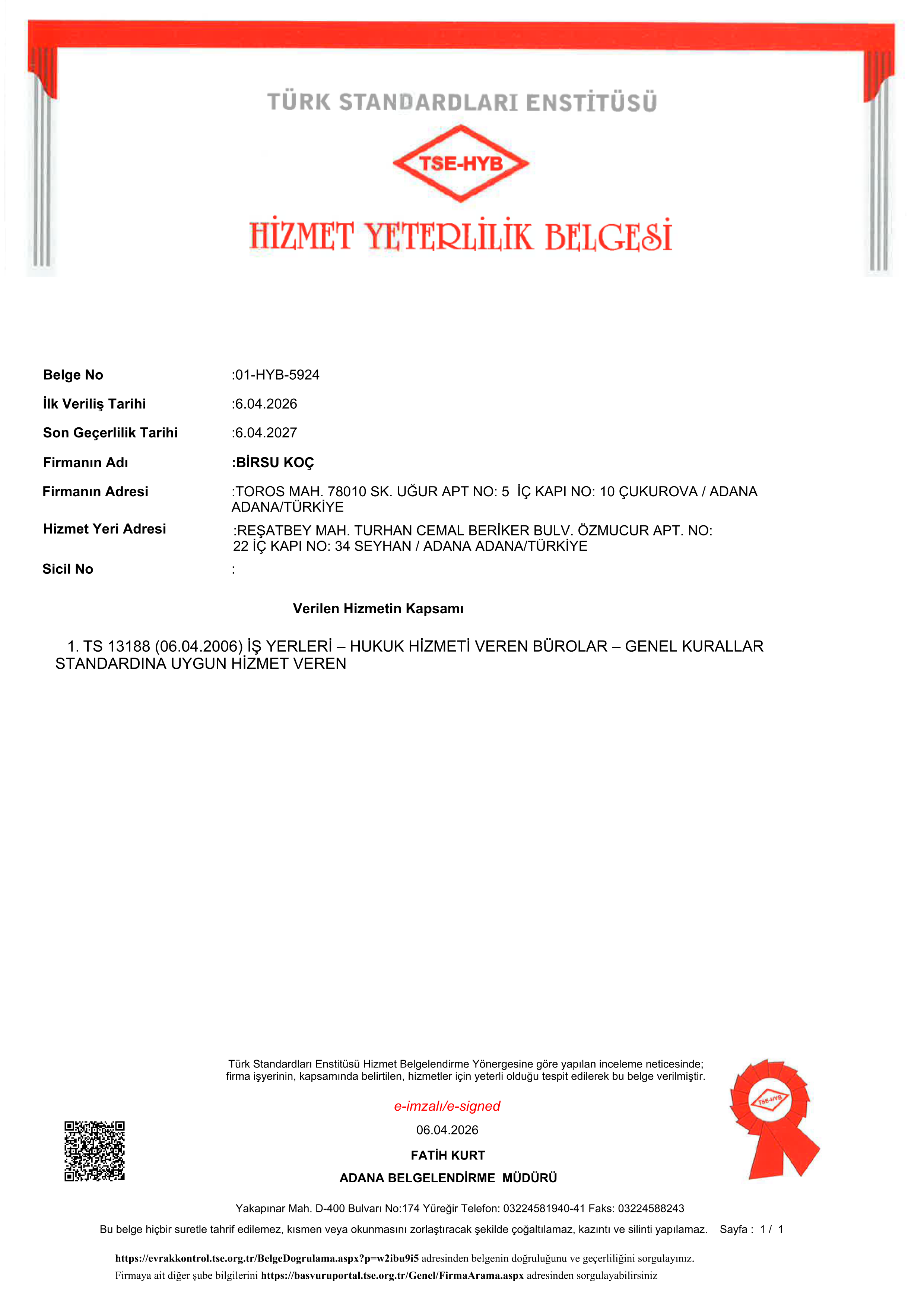 Koç Hukuk Organizasyon Şeması
